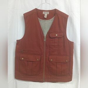 Duluth Trading Co Dark Red Sherpa Lined Heavy Canvas Vest Mens Size Large